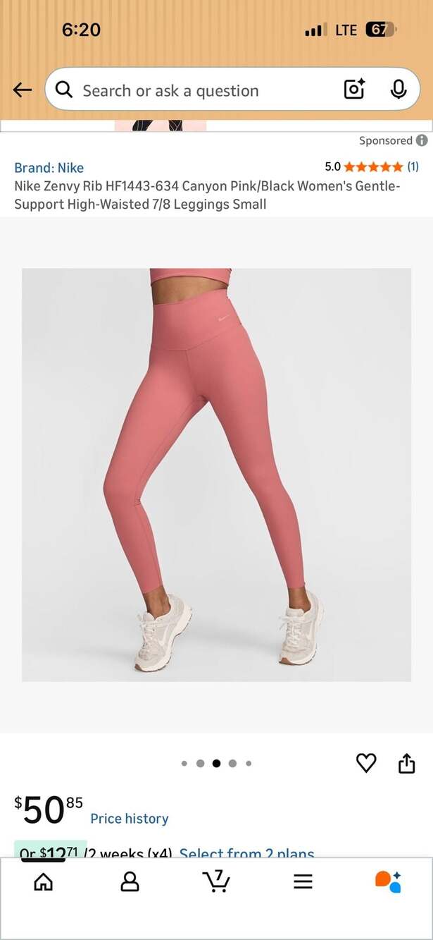 Nike Zenvy Rib Women's Gentle-Support High-Waisted 7/8 Leggings in Canyon Pink